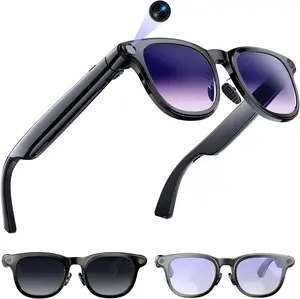 AI Smart Glasses with Camera, 8MP Camera Glasses for Life Vlog Travel Work, 4K Video Recording Sunglasses for Women Men, Real-Time Translation, Voice Assistant, Hands-Free Calls,Open-Ear Audio, 3 Lens