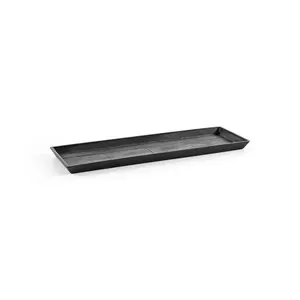 Ecopots Rectangular In/Outdoor Recycled Plastic Planter Flowerpot Saucer, Dark Grey, 17.7"