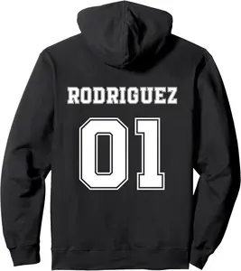 RODRIGUEZ 01 Back Print Sports Jersey Style Family Name Fun Pullover Hoodie