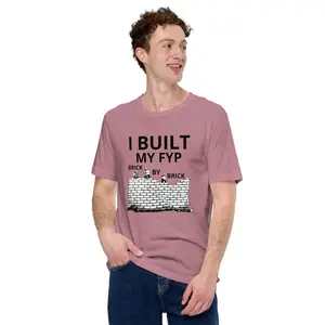 BRICK BY BRICK T-shirt with wall under construction - Cotton