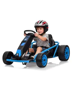 24V Kids Go Kart Dual 300W Motors 8MPH Drifting Car 155LBS Capacity Slow Start Music Horn White Racing -