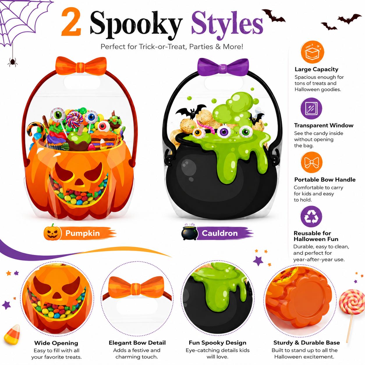 Pumpkin-Shape Transparent Holiday Gift Bags, One Size PE Bags for Festive Indoor Recreation Celebrations