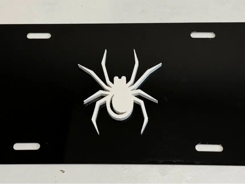 Spider Widow Style in 3D- License Plate INSERT Black w White Automotive License Plate - Creepy Crawlers Spiders