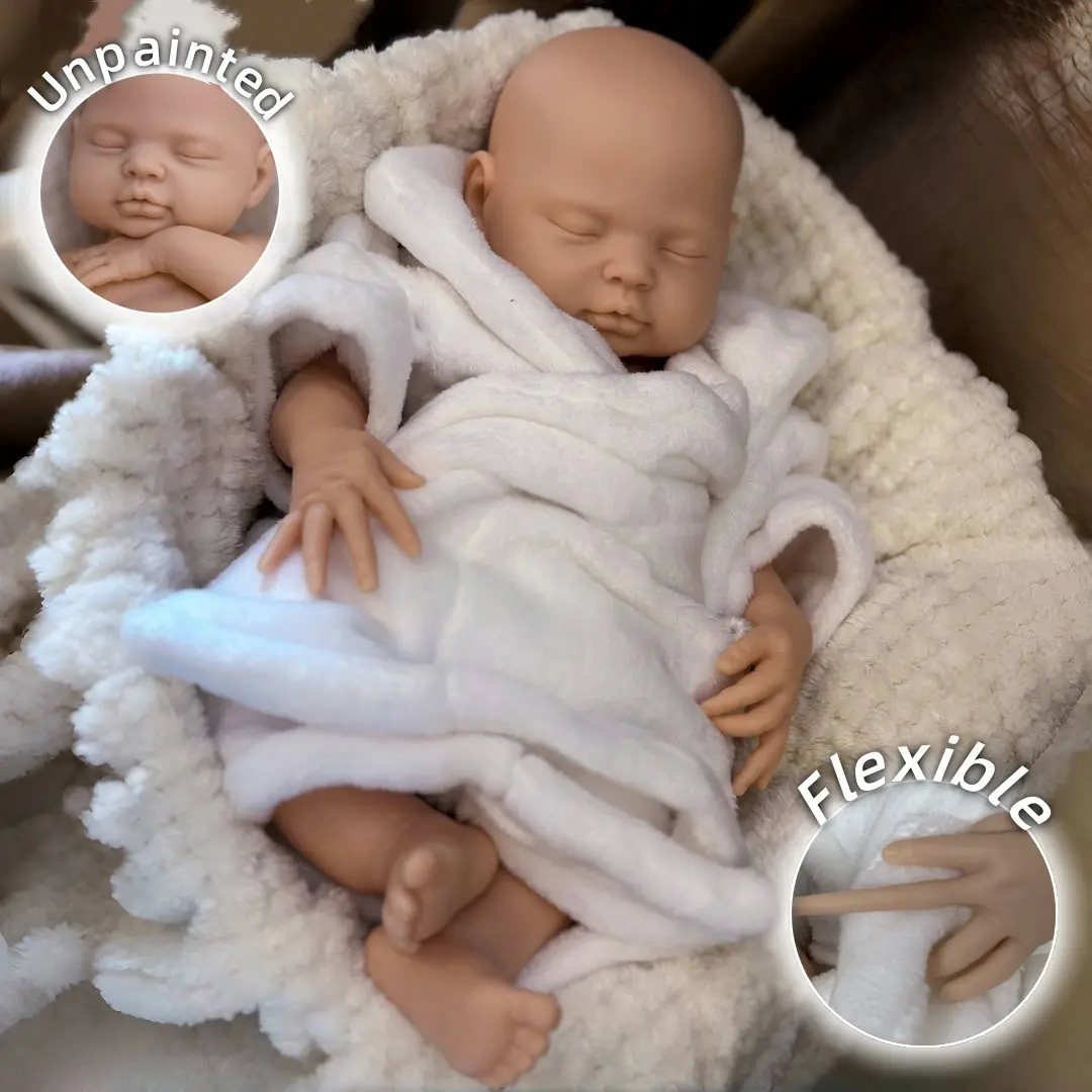 18-Inch Unpainted Full Body Silicone Reborn Baby Girl Doll, Flexible Lifelike Toy with White Clothes, Ideal Handmade DIY Gift for Children