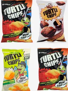 [ Combo of 4 Big Packs ] Orion Turtle Chips Flamin Lime(2) , Sweet Corn, Choco Churros Flavor