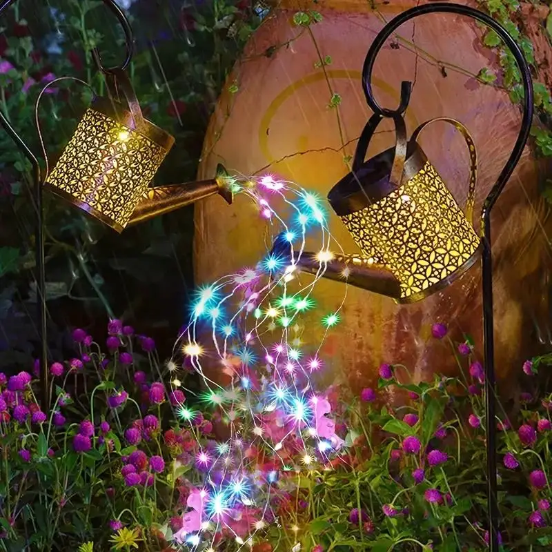 Christmas Halloween Solar Power Lighting String, Summer Creative Coin Kettle Design Solar String Light with Shelf, Decorative Outdoor LED Lamp Ornamen