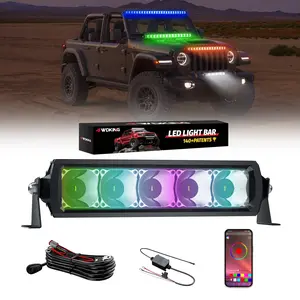 4WDKING RGB LED Light Bar for Pickup, Multi-Color Flood Spot Combo LED Fog Driving Pods with APP Control IP68&IP69K Waterproof for Wrangler ATV UTV Cars Off Road Boat Lights