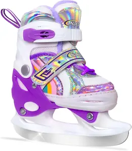 [Nattork] 4-in-1 Adjustable Sizes Girls Ice Skates for Kids Butterfly Ice Skate with Fleece Lining for Outdoor & Rink Bright colors,  Gifts for kids, US Stock