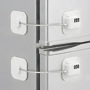 2 PCS White Combination Fridge Lock, Heavy Duty Adhesive Refrigerator Lock, Easy Install No Keys Needed, Safety Lock for Freezer Cabinets Drawers Air Fryer Doors