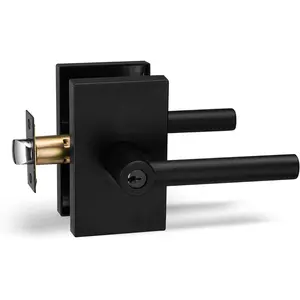 Entry Lever Door Handle Lock and Key Designer Series Locking Lever Set [for Front Door or Office] Reversible for Right & Left Sided Doors Heavy Duty - Iron Black Finish