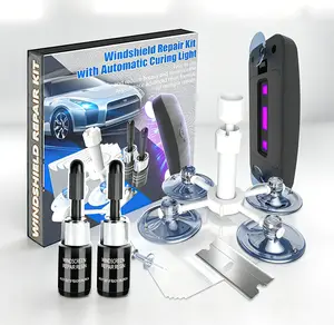 Windshield Repair Kit With UV Light, Windshield Crack Repair Kit, 2-Piece Car Glass Repair Kit for Chips and Cracks, Windshield Chip Repair Kit, Automotive Fluid