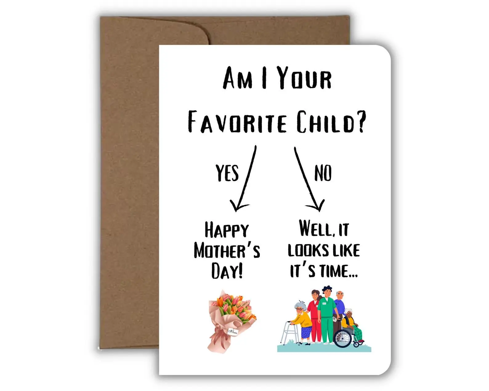Am I Your Favorite Child?, Funny Mother's Day Card, Nursing Home Humor, Sibling Rivalry Card for Mom, Handmade