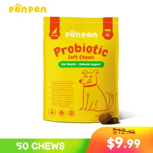 PENPEN Probiotics for Dogs - Multi-Probiotic & Enzyme Blend for Digestive Health, Eases Sensitive Stomachs (Beef Chews)