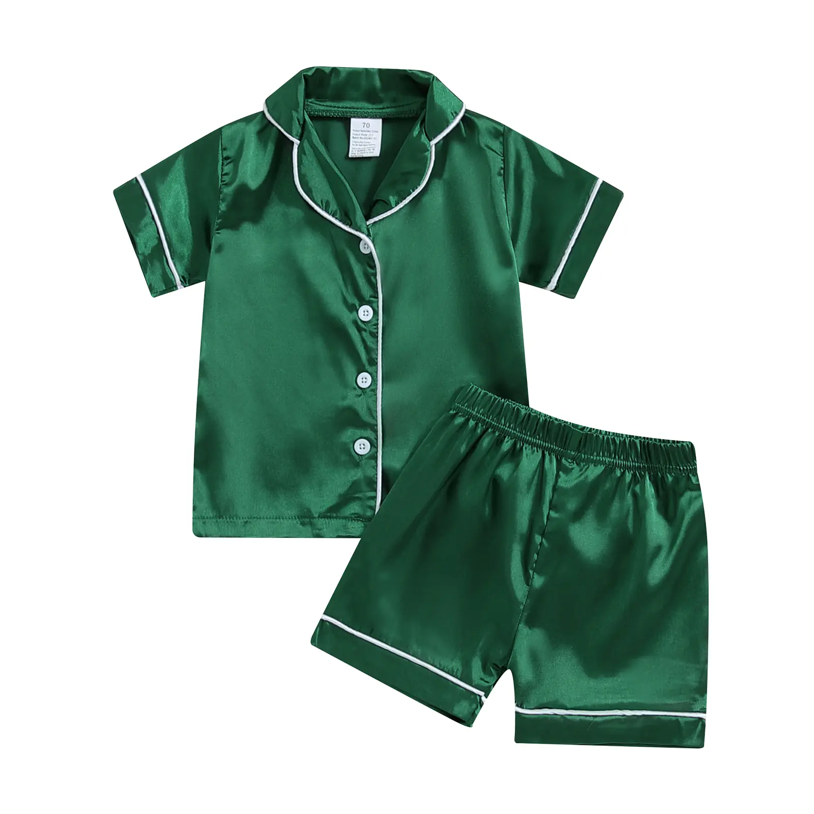 Toddler Baby Girl Boy Satin Silk Pajamas Shorts Set Button Down 2 Piece Pajama Set Kids Girls Pjs Nightgown Summer Outfit