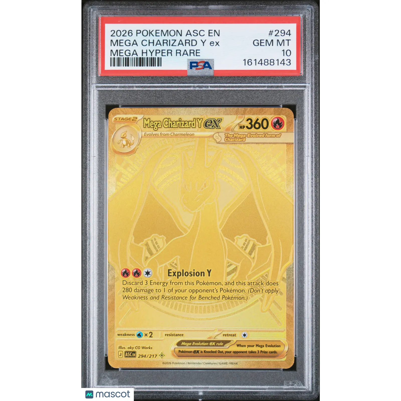 2026 Pokemon Asc EN-Ascended Heroes Mega Charizard Y EX Mega Hyper Rare PSA 10