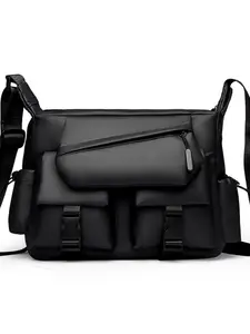 Men's Business Solid Color Crossbody Bag, Fashionable Multi-pocket Square Bag, Casual Versatile Shoulder Bag for Daily Commuting Travel