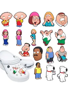 17-Piece Family Guy Cartoon Series PVC Shoe Sticks, Sandal Wristbands Decorations, Party Gifts for All Seasons