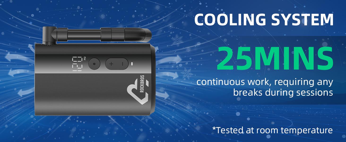 ROCKBROS 150PSI Mini Electric Bike Pump, 32s Fast Inflation, 5000mAh Bbattery, Bike Tire Pump with Digital Gauge, Auto-Shutoff, Compatible with Presta and Schrader Valves