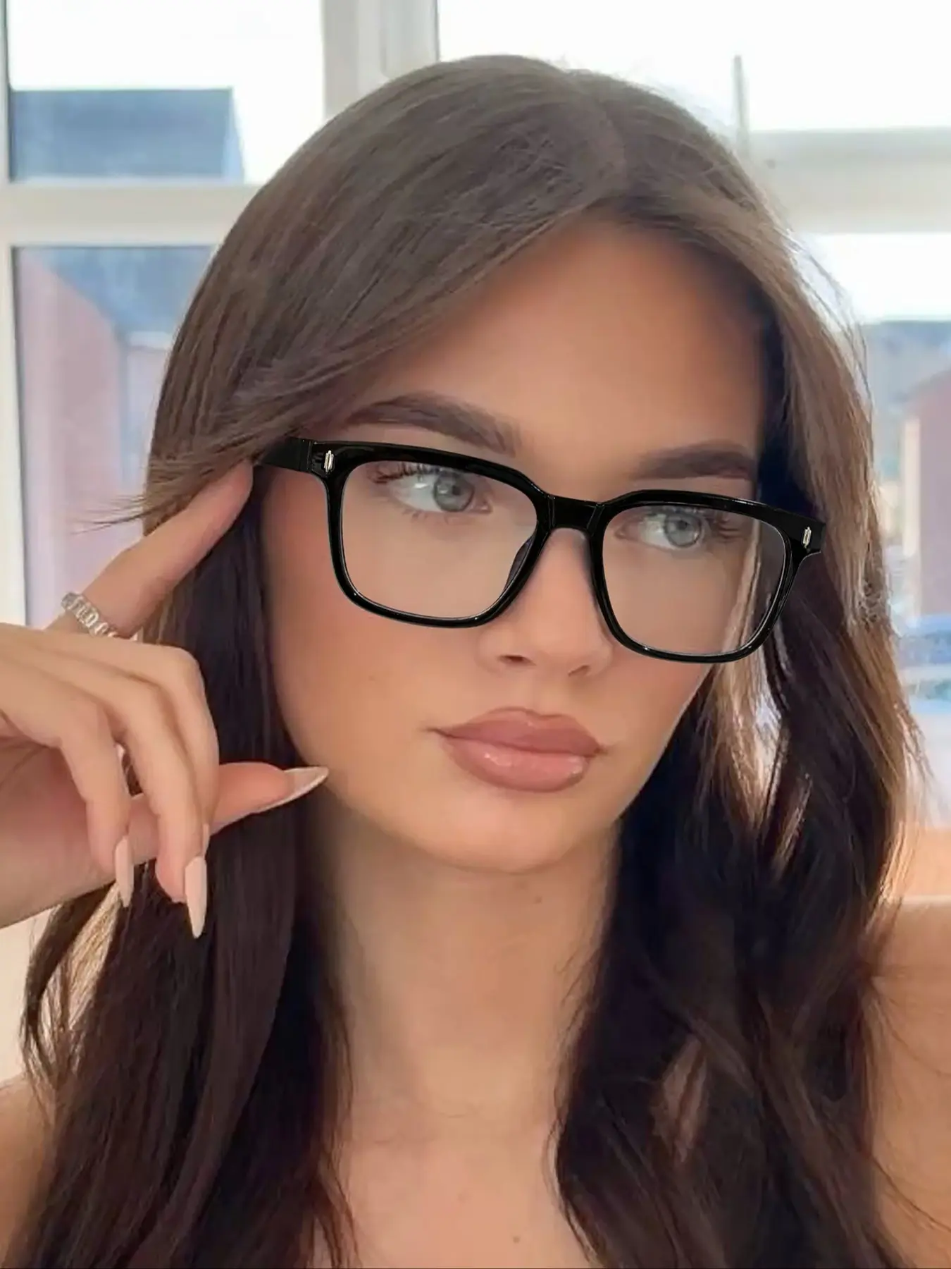 Women's Acrylic Casual Rectangular Fashion Flat Mirror, Anti-Blue Light Lens, Ideal for Daily, Reading & Commuting Use, Reading Eyeglasses