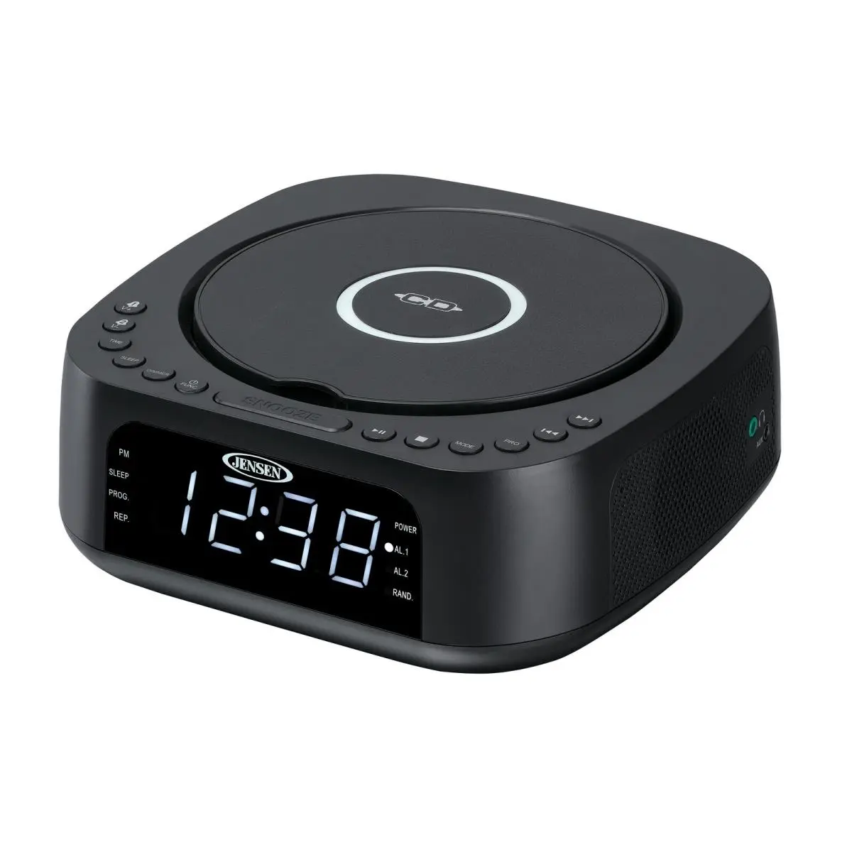 Digital Desk Stereo Dual Alarm Clock Radio Device - FM PLL Receiver, MP3 CD & CD-R/RW Compatible Player, LED Dimmable Display, USB Port, Headphone Jack, 2 lbs for Charging & Audio Playback, Cd Player