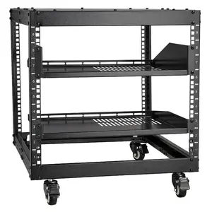 VEVOR 9U Open Frame Server Rack, 23''-40'' Adjustable Depth, Free Standing or Wall Mount Network Server Rack with 360 Casters, Heavy Duty 4 Post Holds All Your Networking IT Equipment AV Gear Router