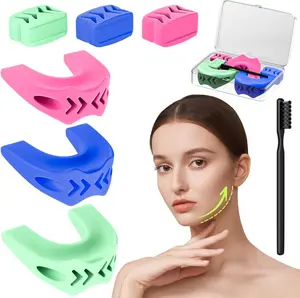 6PCS Silicone Jaw Exerciser - Jawline Shaper | Silicone Jawline Exerciser for Men & Women with 1 Cleaning Brush for Skincare Comfort