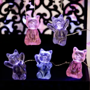 Impress Life 3D Kitty Cat String Lights:10 ft 30 LEDs Fairy Lights USB & Battery Powered with Remote Cute Kitten Animal Lights for Bedroom Home Wedding Birthday Party Indoor Christmas Decorations