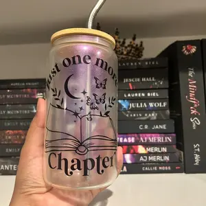 Just One More Chapter 16oz Transparent chamelon Glass Can cute