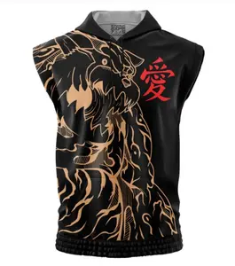 Gaara Shukaku Sleeveless Hoodies, Shippuden Anime Graphic Sleeveless Sweatshirt Hoodies