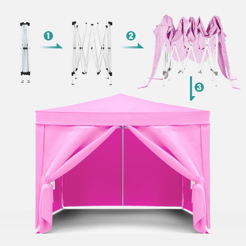 10'x10' Folding Canopy with 4 Removable Sidewalls Outdoor Event Shelter UPF 50+ Gazebo Portable Tents for Parties Beach Camping Wedding EZ Pop Up Canopy 4pcs Weight Bag + Carry Bag