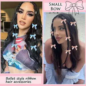 60PCS Small Hair Clips, Solid Color Hair Ribbon Clips Barrettes Pins Metal Hair Accessories, Mini Cute Bow Hair Clips for Women Flat