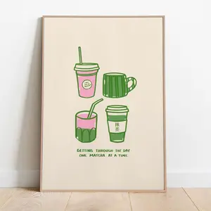 Matcha Print, Strawberry Matcha, Matcha Poster, Matcha Corner Wall Art, Matcha Lover Print, Tea Lover Print, Kitchen Art, Unframed