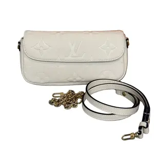 Pre-owned Leather Crossbody Bags Louis Vuitton ivy Monogram Empreinte White/Cream Gold Hardware