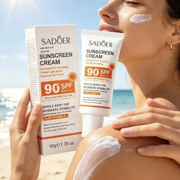 SADOER SPF90+ PA++++ Sunscreen | UVA/UVB Full Block | Aloe + Vitamin E | Waterproof for Whole Body