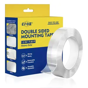 Double Sided Tape Heavy Duty, Nano Tape Mounting Tape Clear Multipurpose Strong Adhesive Tape for Home, Office, 1.2 in × 9.85 FT velcro  strips bomei  tape removable clear mounting tape heavy duty doble sided Double-Sided Removable