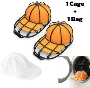 Hat Washer Cage for Machine or Dishwasher - Plastic Baseball Cap Shaper Protector Cleaner Protecting Hats in Washing Dishwasher Perfect Fit for Adult and Kids Hats (Gift:White Mesh Bag)