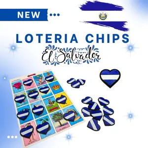 50 New Loteria Chips Fichas El Salvador Heart Viva Mexico Game Pieces with Mexican Flag Colors and Designs