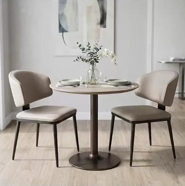 Modern PU Leather Upholstered Dining Chairs with Curved Back, Ideal for Desk Makeover Indoor Furniture