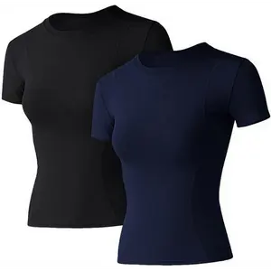 Loovoo Women Workout Shirts 1/2/3 Pack Athletic Compression Tee Dry Fit Yoga Gym Basic Tops