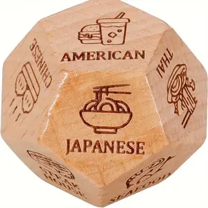 Pizza Theme Food Decision Dice Toy, Creative Wooden Dice Game Prop, Fun Couple Party Game Gift for Boyfriend Girlfriend Husband Wife, Japanese