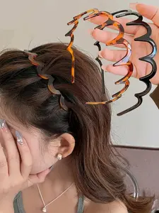 2pcs Elegant Leopard Print Big Wave Headbands, Fluffy Hair Scrunchies, Suitable For Daily Wear, Can Be Used As Face Mask, Headband, Hair Accessories Hairband
