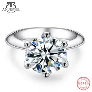 AnuJewel 1ct 2ct 3ct 5ct D Color Moissanite Engagement  Ring for Women 925 Sterling Silver Gold Plated Solitaire Rings Whole