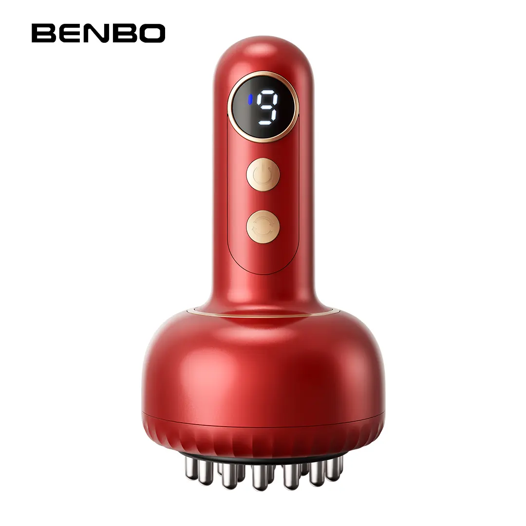 BENBO Heated Vibration Massage Brush - USB Rechargeable 1200mAh ABS Plastic Cordless Handheld Body Care Machine for Full-Body Relaxation, Portable for Home Use, Home/Office