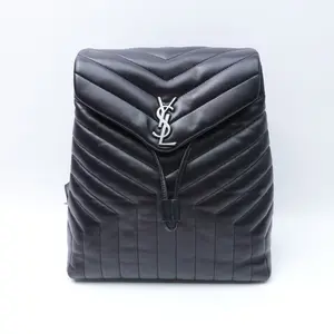 Pre-owned Yves Saint Laurent Calfskin Backpacks YSL Loulou Backpack Black Backpack T10415054