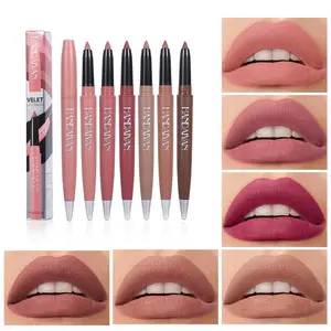 HANDAIYAN Matte Lip Liner Smooth Ultra Fine Lip Pencil, Velvety Nude Lip Stain Waterproof Lip Liner, Highly Pigmented Retractable Soft Lip Liner Precision Tip Lip Crayon Creamy Lip Liner