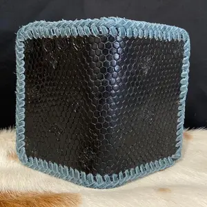 Black Honey Comb Bifold Wallet with Gray laced trim with butterflies and roses