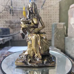 Feeding the Goat Resin Statue Occult Based - Unique Artwork Featuring a Detailed Figure in Resin Material Decor Ornaments