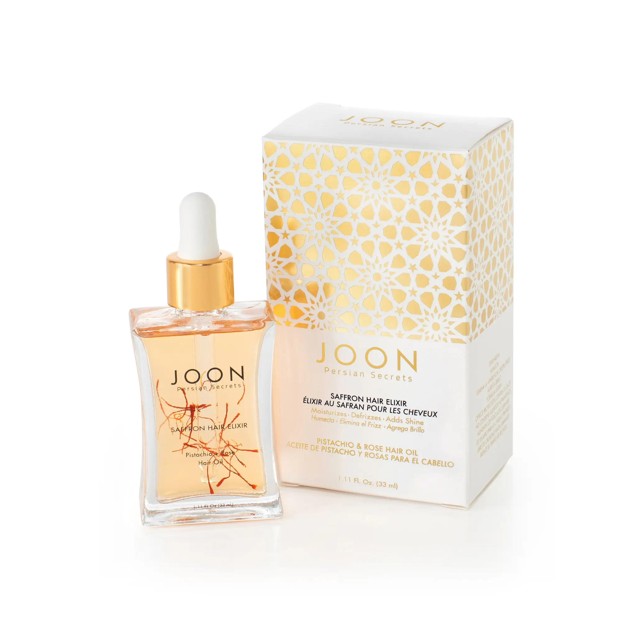 Saffron Hair Oil for Frizz, Shine & Dry Damaged Hair — Lightweight, Non-Greasy Elixir with Heat Protection | 33ml | JOON