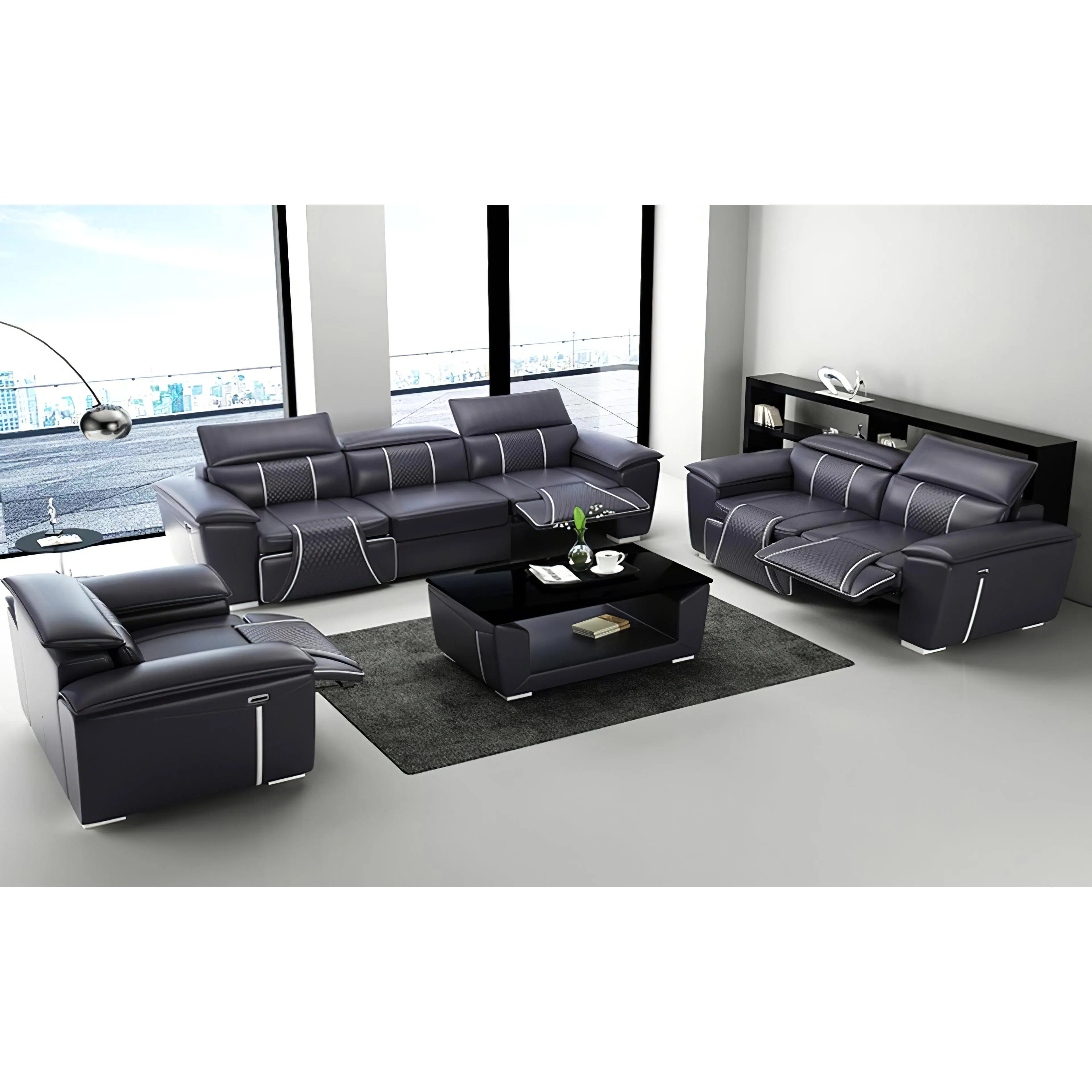 Uli Leather Sofa Set