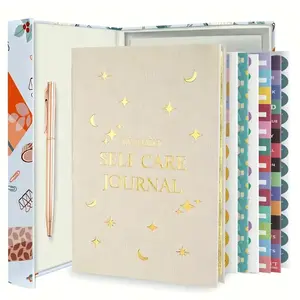 Self Care Diary Book Gift Set, 1 Set Including 1 Count Diary Book & 6 Counts Sticker & 1 Count Pen, Daily Positive Affirmation Notebook, Self Improvement Journal, Ideal Gift for Birthday, New Year, Valentine's Day
